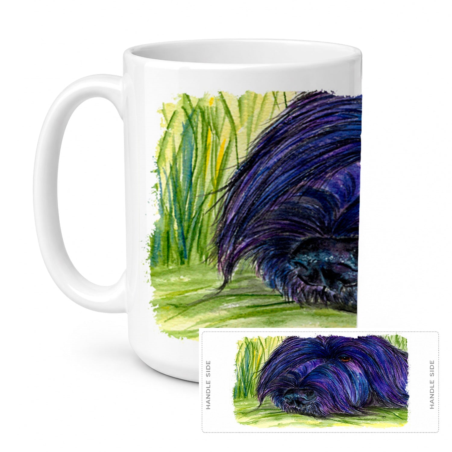 Briard Ceramic Coffee Mug 15 oz Decorative Large C Handle Mug Cup for Tea, Cocoa Hot Chocolate