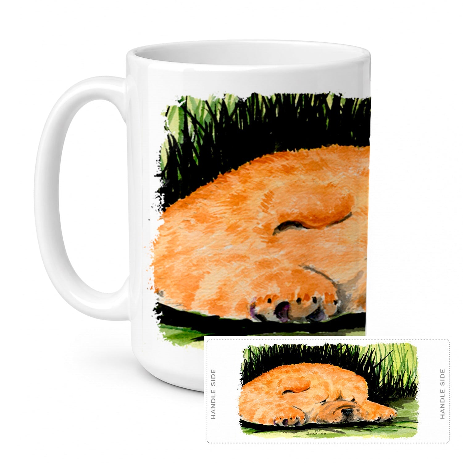 Chow Chow Ceramic Coffee Mug 15 oz Decorative Large C Handle Mug Cup for Tea, Cocoa Hot Chocolate