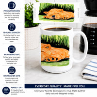 Chow Chow Ceramic Coffee Mug 15 oz Decorative Large C Handle Mug Cup for Tea, Cocoa Hot Chocolate