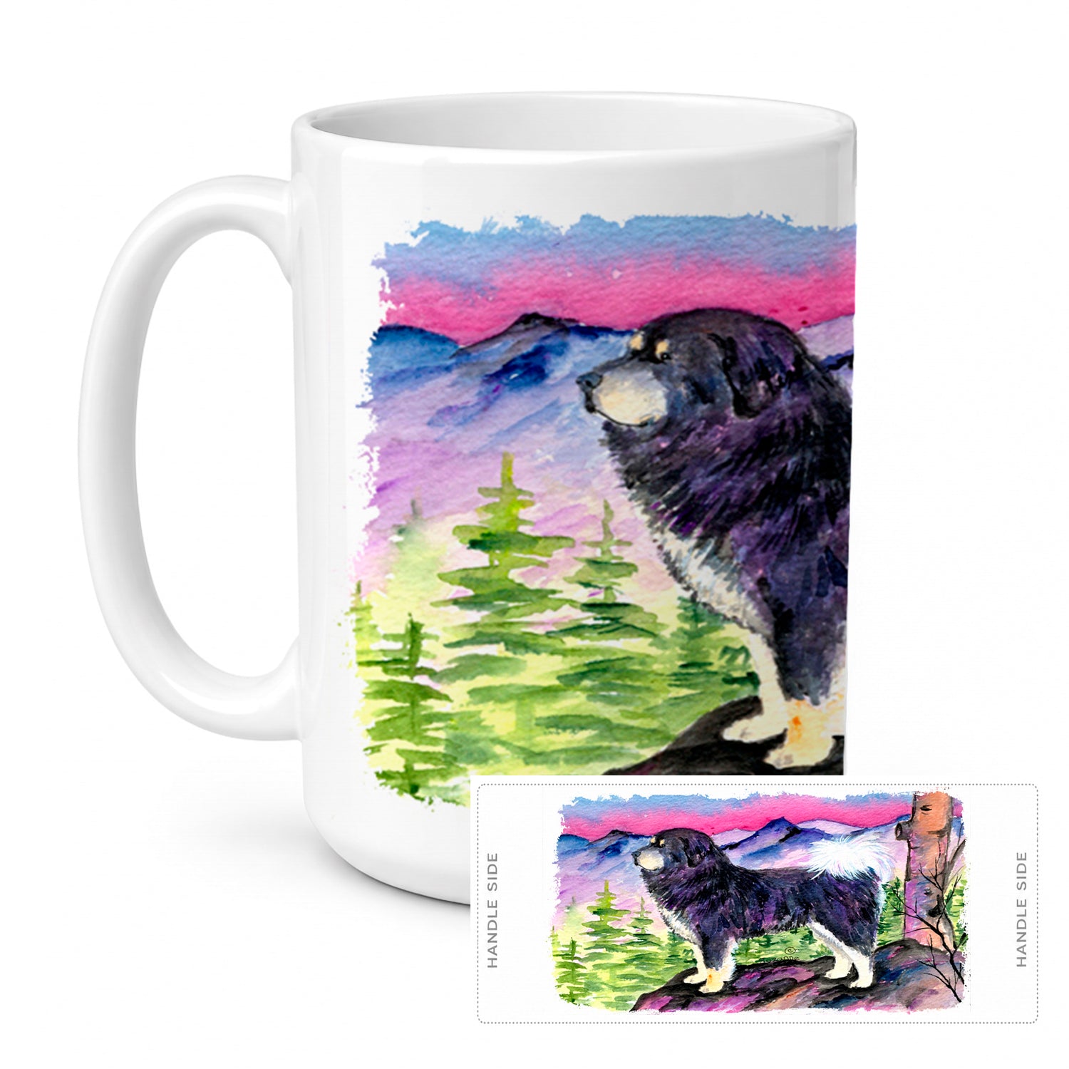 Tibetan Mastiff Ceramic Coffee Mug 15 oz Decorative Large C Handle Mug Cup for Tea, Cocoa Hot Chocolate