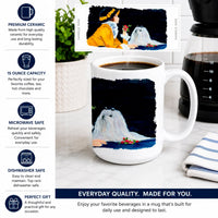 Lady with her Maltese Ceramic Coffee Mug 15 oz Decorative Large C Handle Mug Cup for Tea, Cocoa Hot Chocolate