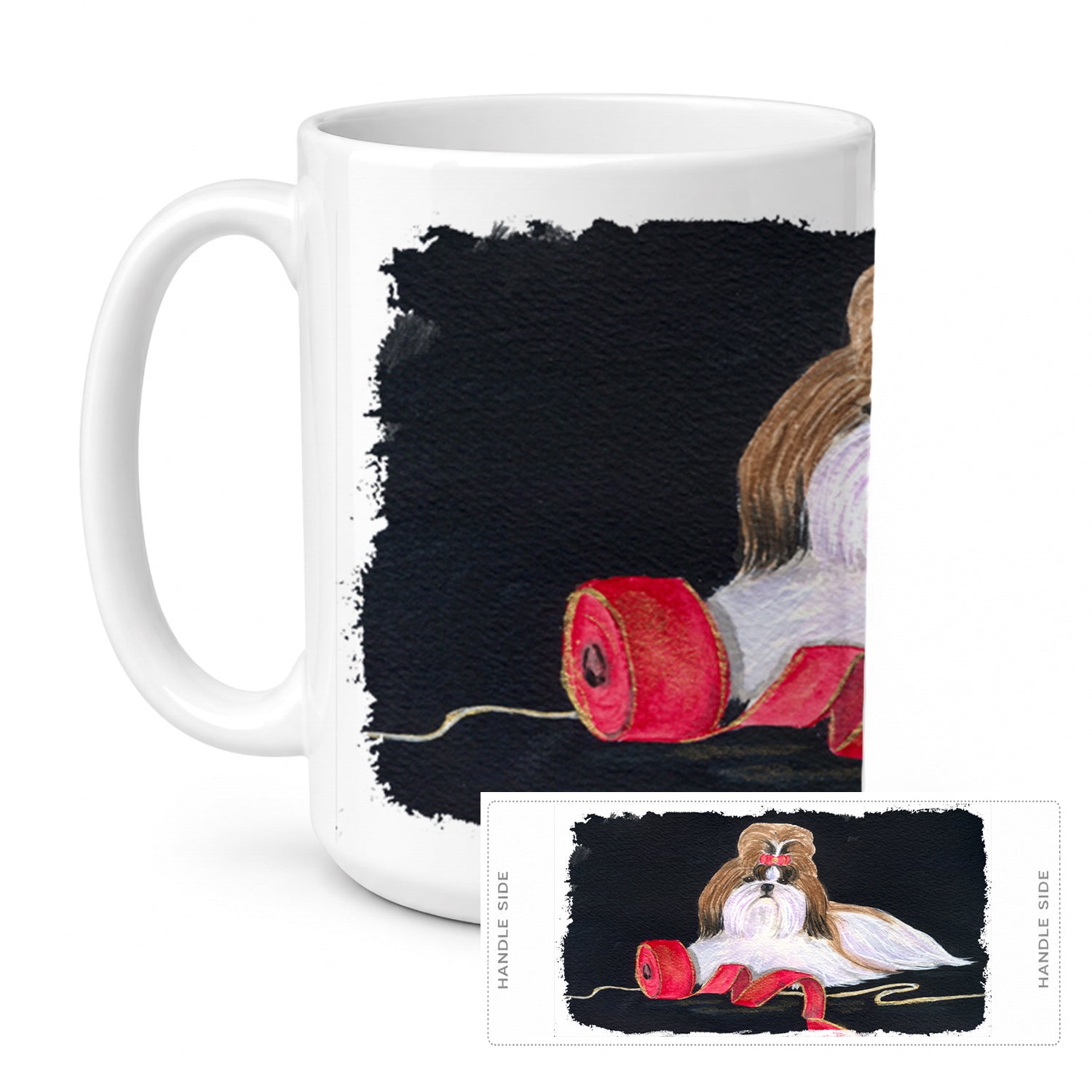 Shih Tzu Ceramic Coffee Mug 15 oz Decorative Large C Handle Mug Cup for Tea, Cocoa Hot Chocolate