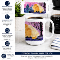 Pomeranian Ceramic Coffee Mug 15 oz Decorative Large C Handle Mug Cup for Tea, Cocoa Hot Chocolate