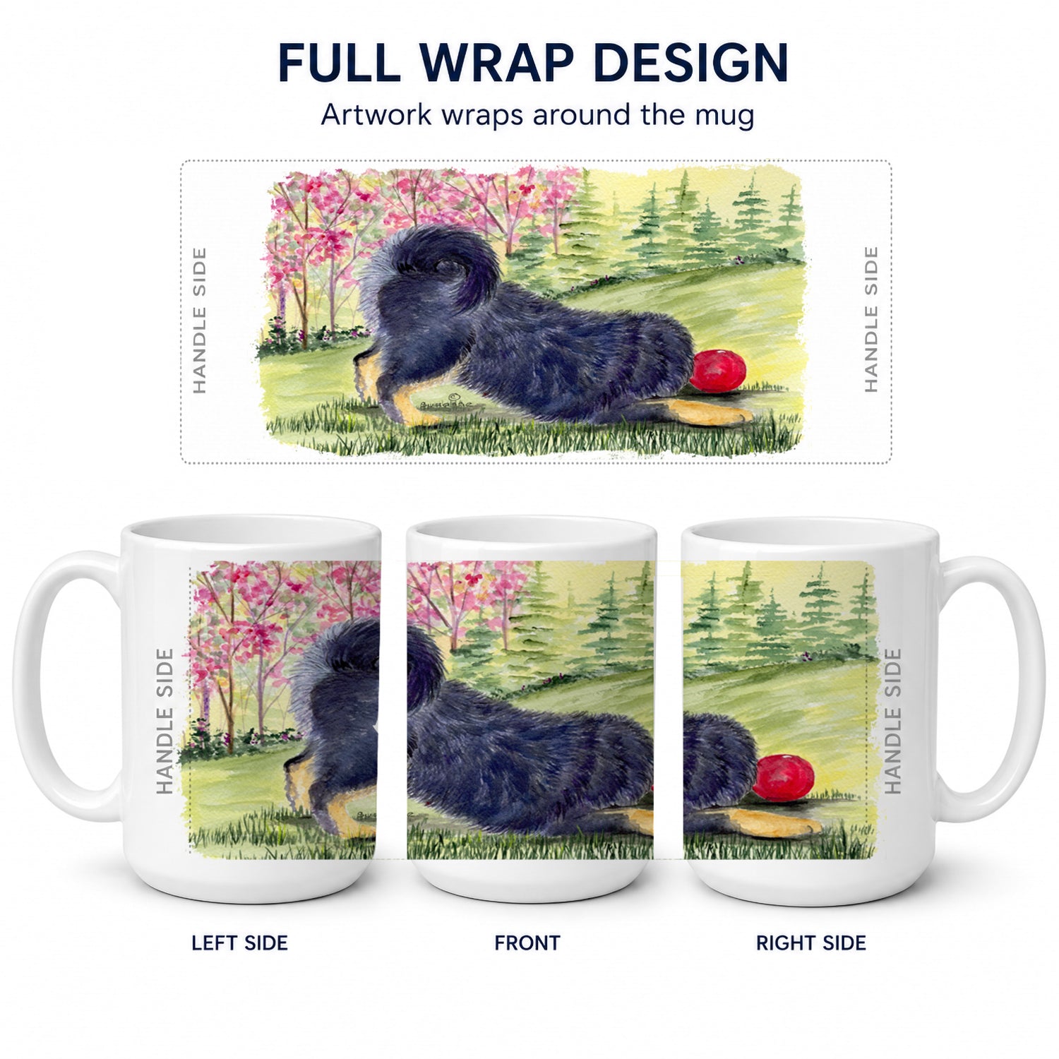 Tibetan Mastiff Ceramic Coffee Mug 15 oz Decorative Large C Handle Mug Cup for Tea, Cocoa Hot Chocolate