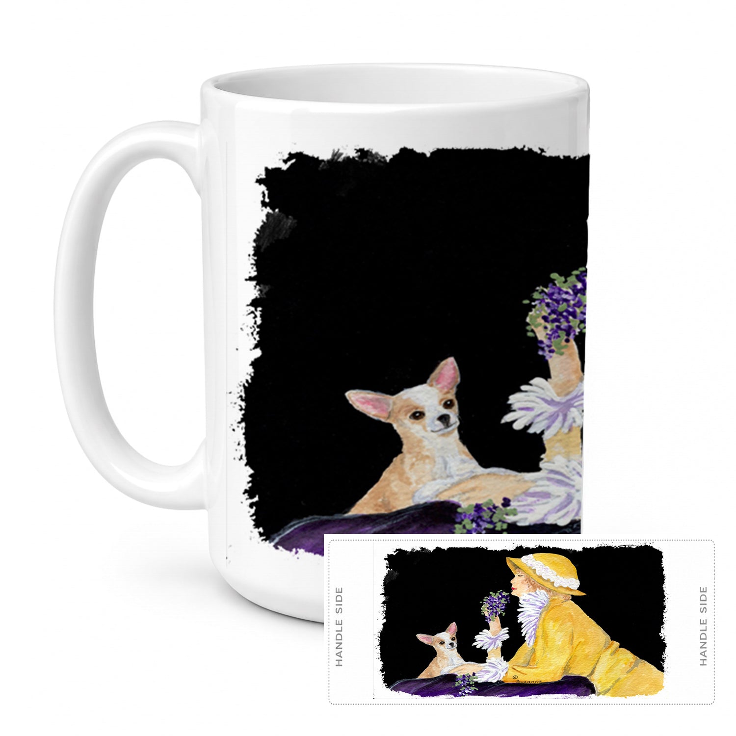 Chihuahua Ceramic Coffee Mug 15 oz Decorative Large C Handle Mug Cup for Tea, Cocoa Hot Chocolate
