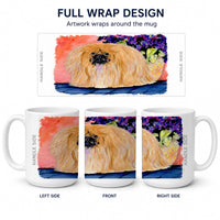 Pekingese Ceramic Coffee Mug 15 oz Decorative Large C Handle Mug Cup for Tea, Cocoa Hot Chocolate