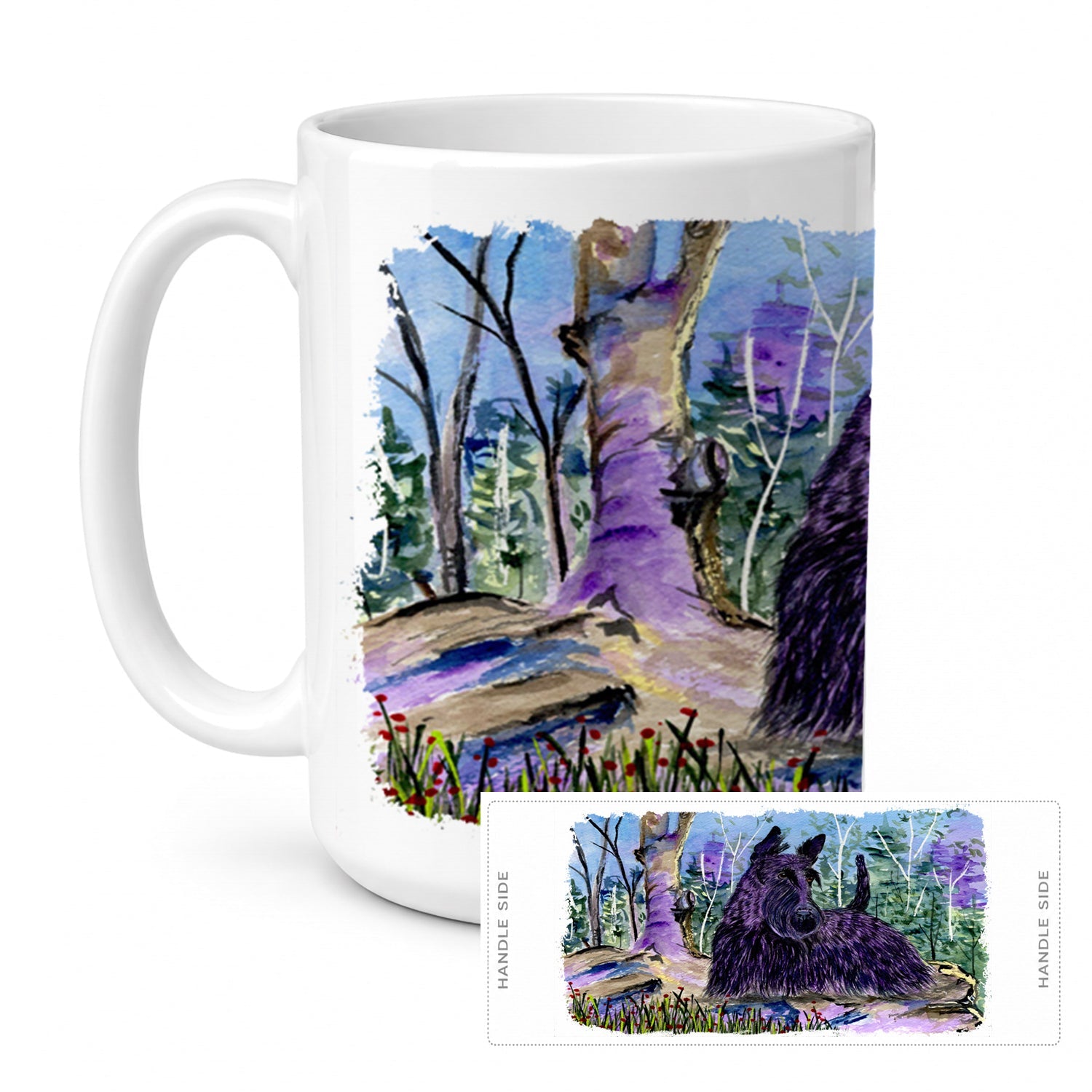 Scottish Terrier Ceramic Coffee Mug 15 oz Decorative Large C Handle Mug Cup for Tea, Cocoa Hot Chocolate
