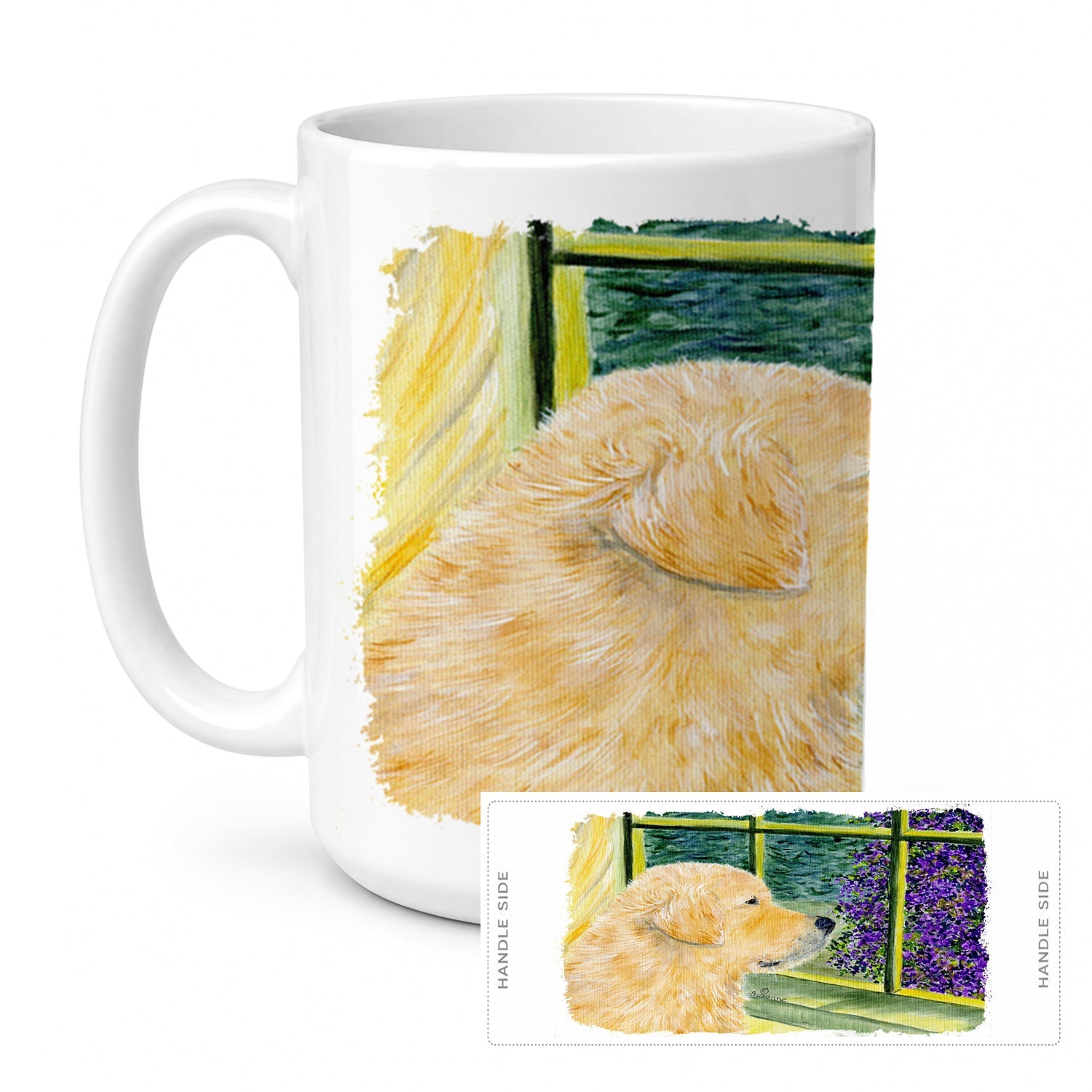 Golden Retriever Ceramic Coffee Mug 15 oz Decorative Large C Handle Mug Cup for Tea, Cocoa Hot Chocolate