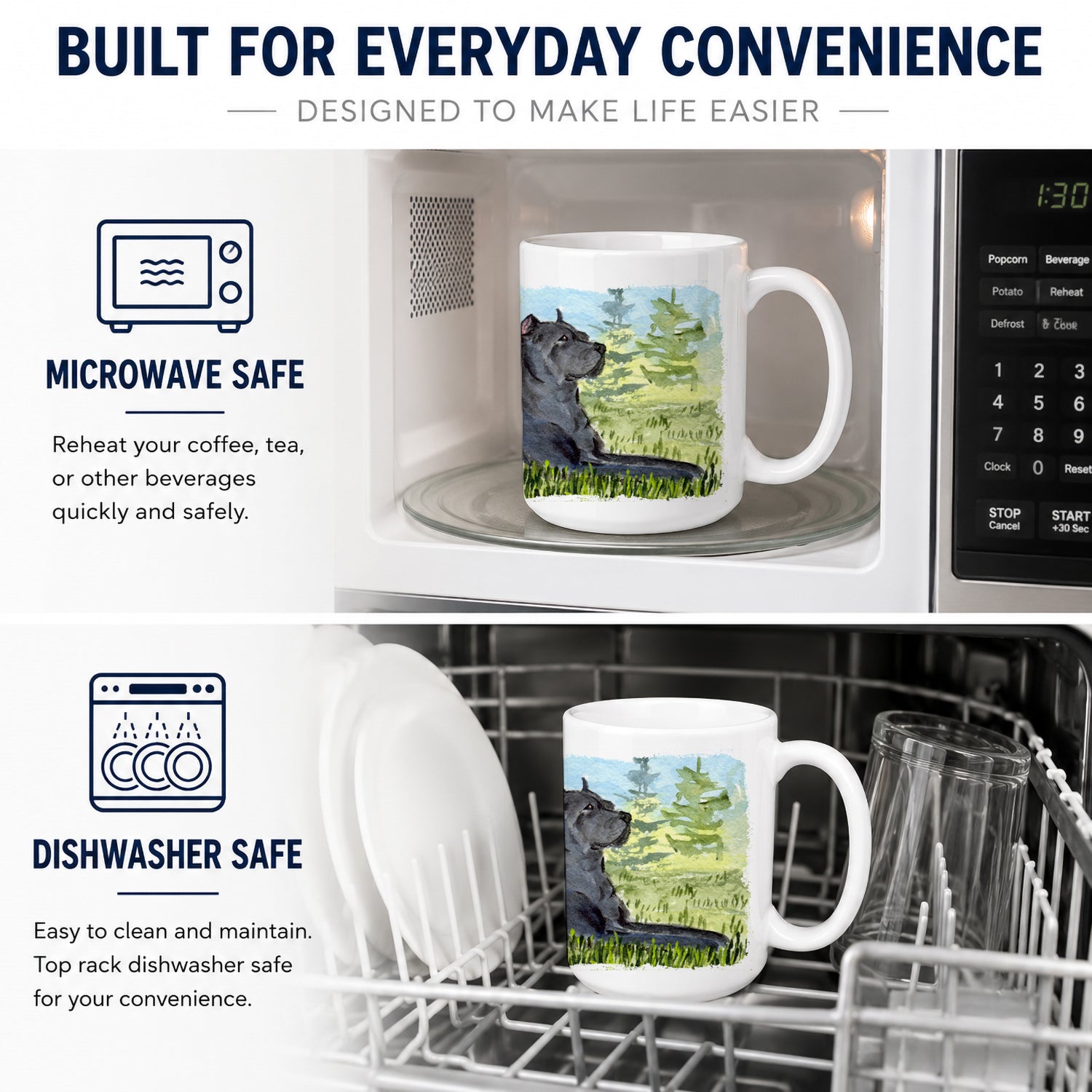 Cane Corso Ceramic Coffee Mug 15 oz Decorative Large C Handle Mug Cup for Tea, Cocoa Hot Chocolate