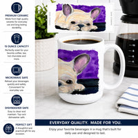 French Bulldog Ceramic Coffee Mug 15 oz Decorative Large C Handle Mug Cup for Tea, Cocoa Hot Chocolate