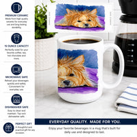 Yorkie Ceramic Coffee Mug 15 oz Decorative Large C Handle Mug Cup for Tea, Cocoa Hot Chocolate