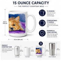 Yorkie Ceramic Coffee Mug 15 oz Decorative Large C Handle Mug Cup for Tea, Cocoa Hot Chocolate