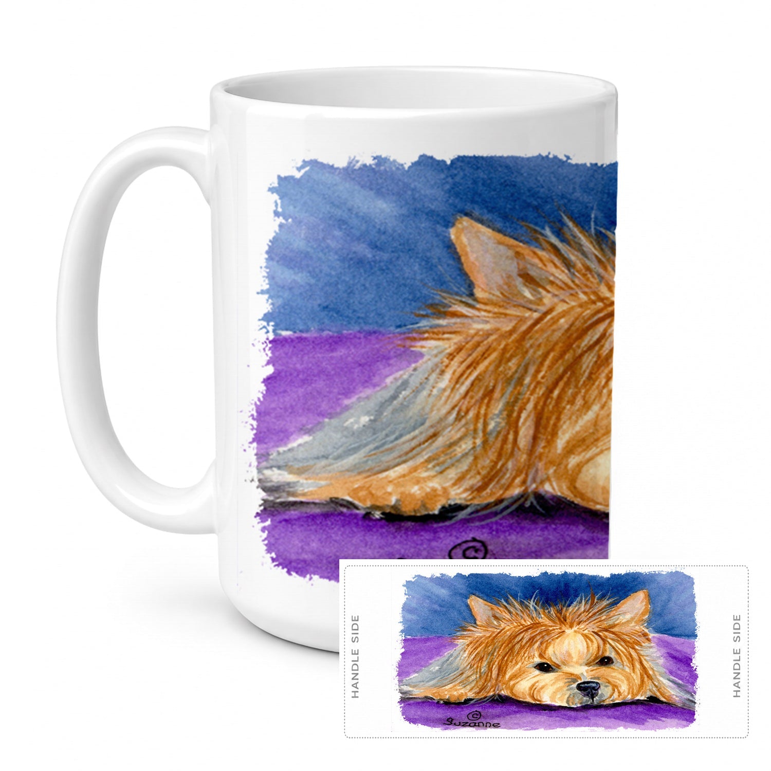 Yorkie Ceramic Coffee Mug 15 oz Decorative Large C Handle Mug Cup for Tea, Cocoa Hot Chocolate