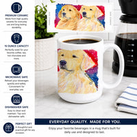 Golden Retriever Ceramic Coffee Mug 15 oz Decorative Large C Handle Mug Cup for Tea, Cocoa Hot Chocolate