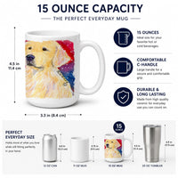 Golden Retriever Ceramic Coffee Mug 15 oz Decorative Large C Handle Mug Cup for Tea, Cocoa Hot Chocolate