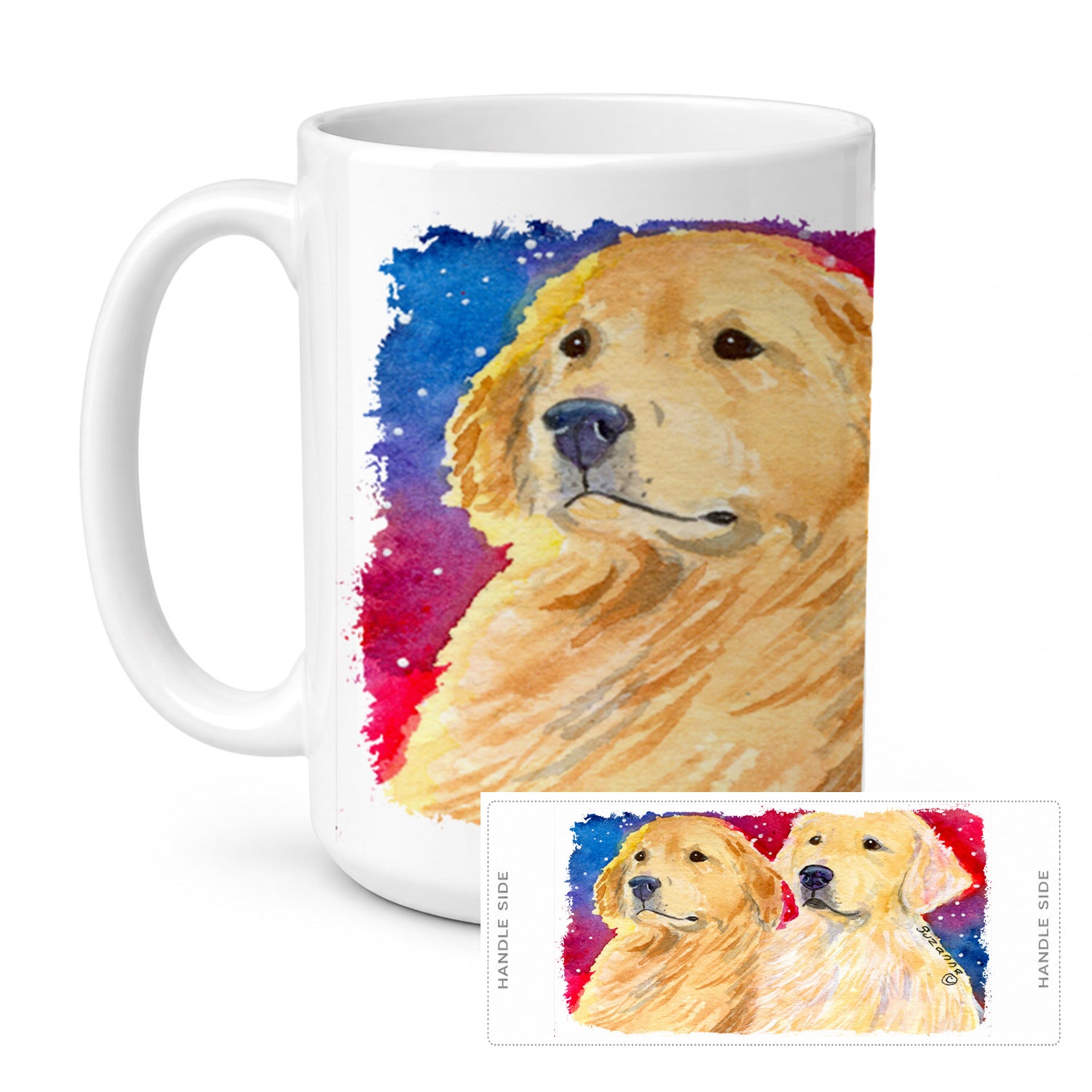 Golden Retriever Ceramic Coffee Mug 15 oz Decorative Large C Handle Mug Cup for Tea, Cocoa Hot Chocolate