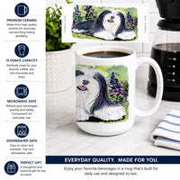 Bearded Collie Ceramic Coffee Mug 15 oz Decorative Large C Handle Mug Cup for Tea, Cocoa Hot Chocolate