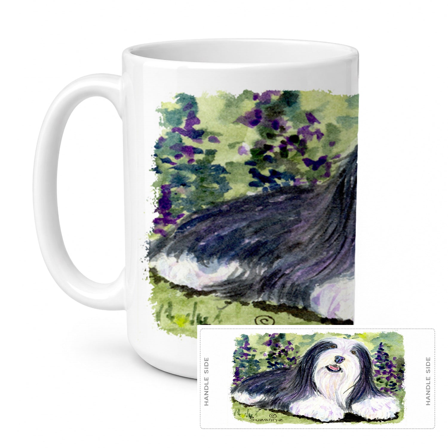 Bearded Collie Ceramic Coffee Mug 15 oz Decorative Large C Handle Mug Cup for Tea, Cocoa Hot Chocolate