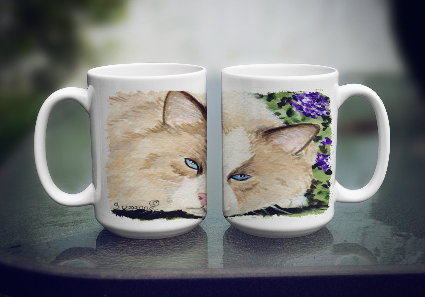 Cat Ceramic Coffee Mug 15 oz Decorative Large C Handle Mug Cup for Tea, Cocoa Hot Chocolate