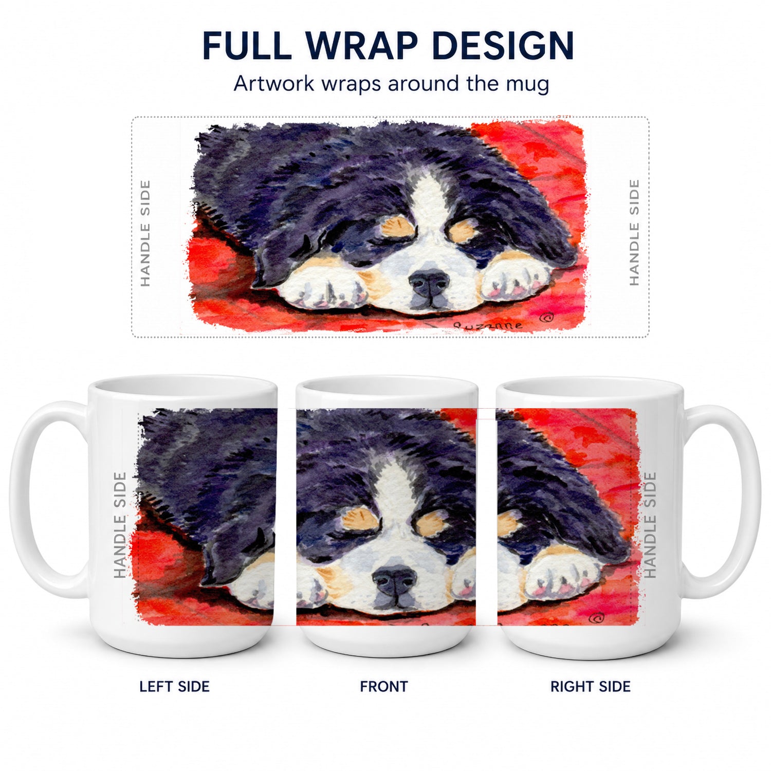 Bernese Mountain Dog Ceramic Coffee Mug 15 oz Decorative Large C Handle Mug Cup for Tea, Cocoa Hot Chocolate