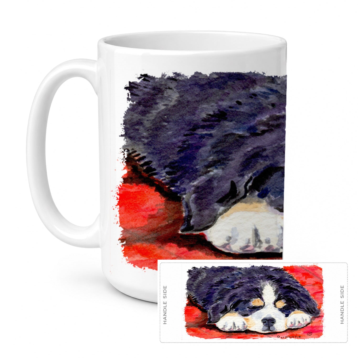 Bernese Mountain Dog Ceramic Coffee Mug 15 oz Decorative Large C Handle Mug Cup for Tea, Cocoa Hot Chocolate