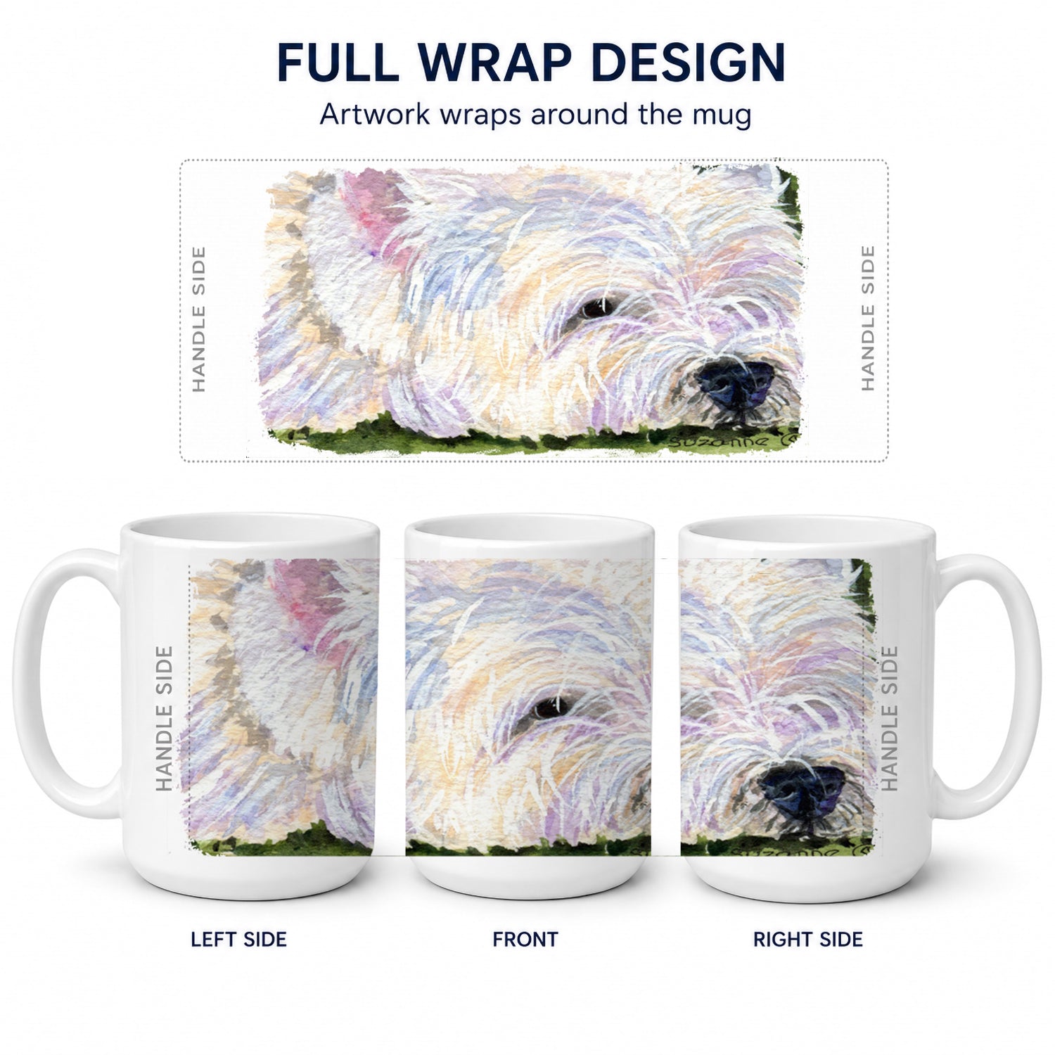 Westie Ceramic Coffee Mug 15 oz Decorative Large C Handle Mug Cup for Tea, Cocoa Hot Chocolate