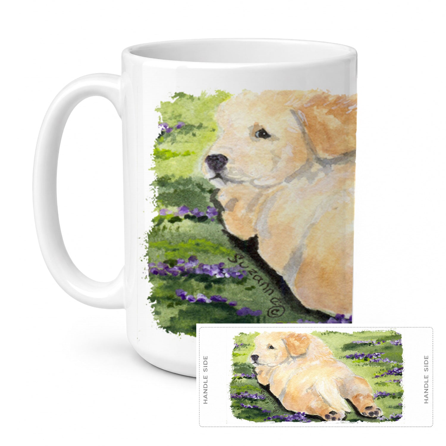 Golden Retriever Ceramic Coffee Mug 15 oz Decorative Large C Handle Mug Cup for Tea, Cocoa Hot Chocolate
