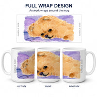 Pomeranian Ceramic Coffee Mug 15 oz Decorative Large C Handle Mug Cup for Tea, Cocoa Hot Chocolate