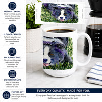 Border Collie Ceramic Coffee Mug 15 oz Decorative Large C Handle Mug Cup for Tea, Cocoa Hot Chocolate