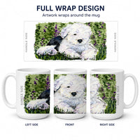 Old English Sheepdog Ceramic Coffee Mug 15 oz Decorative Large C Handle Mug Cup for Tea, Cocoa Hot Chocolate