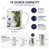 Old English Sheepdog Ceramic Coffee Mug 15 oz Decorative Large C Handle Mug Cup for Tea, Cocoa Hot Chocolate