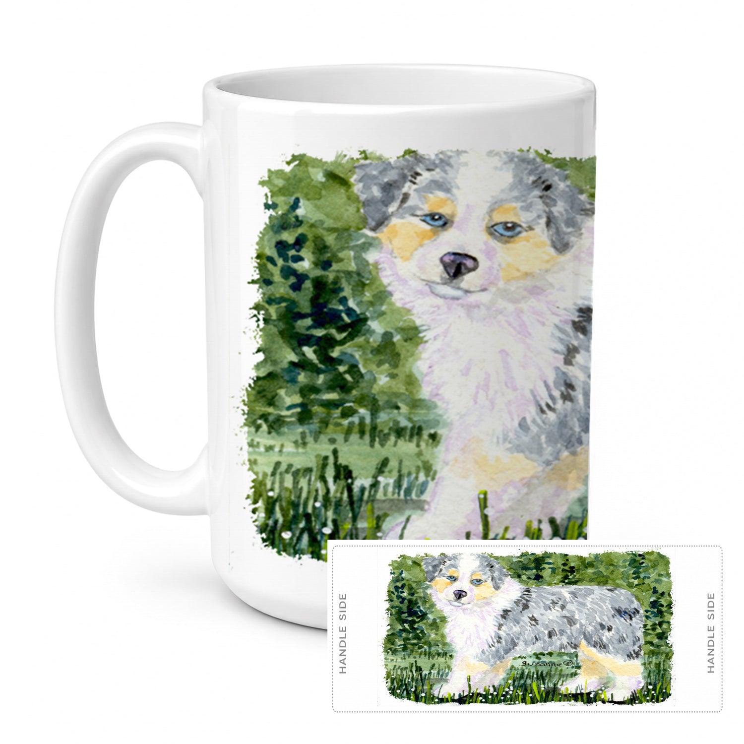 Australian Shepherd Ceramic Coffee Mug 15 oz Decorative Large C Handle Mug Cup for Tea, Cocoa Hot Chocolate