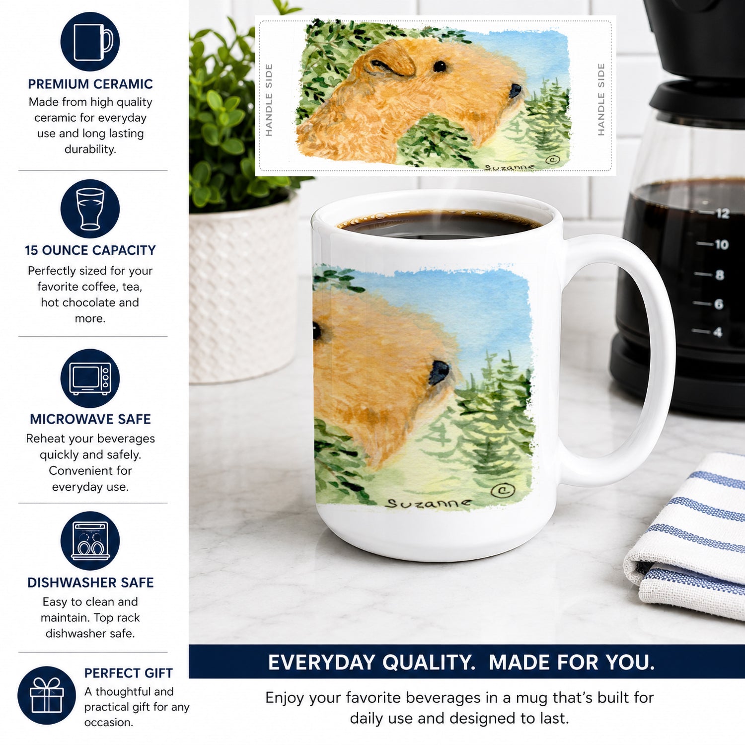 Lakeland Terrier Ceramic Coffee Mug 15 oz Decorative Large C Handle Mug Cup for Tea, Cocoa Hot Chocolate