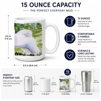 Bichon Frise Ceramic Coffee Mug 15 oz Decorative Large C Handle Mug Cup for Tea, Cocoa Hot Chocolate
