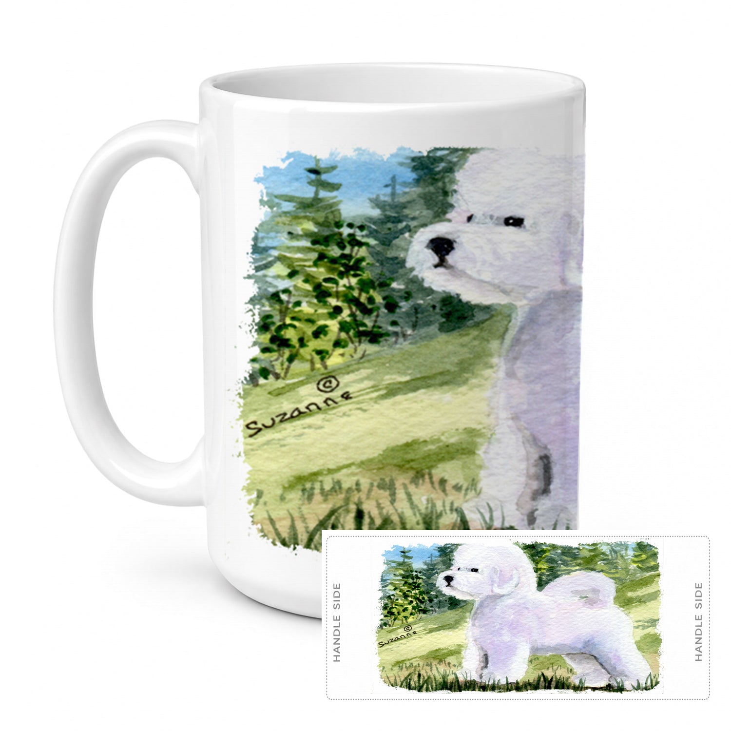 Bichon Frise Ceramic Coffee Mug 15 oz Decorative Large C Handle Mug Cup for Tea, Cocoa Hot Chocolate