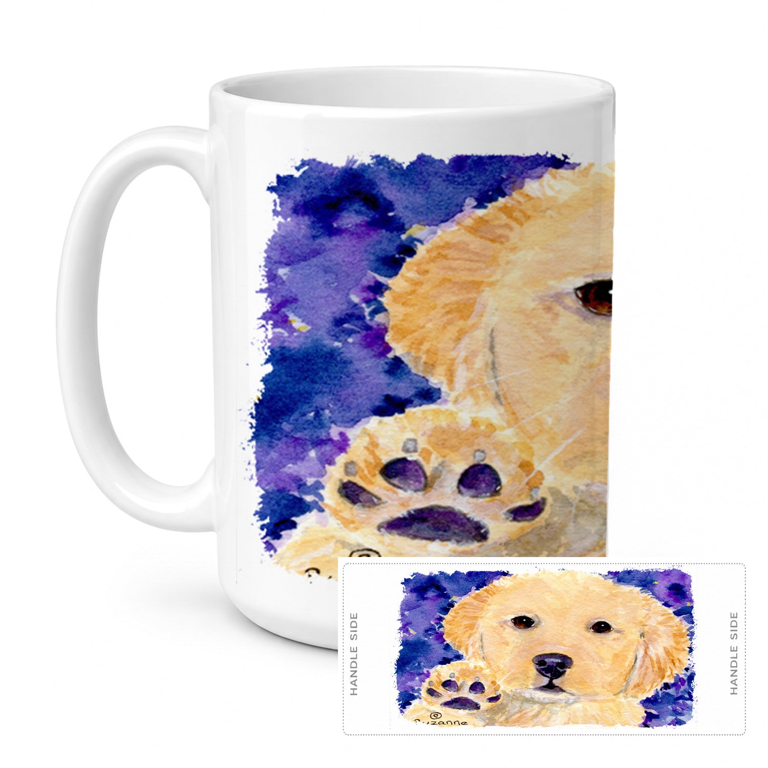 Golden Retriever Ceramic Coffee Mug 15 oz Decorative Large C Handle Mug Cup for Tea, Cocoa Hot Chocolate