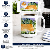 Corgi Ceramic Coffee Mug 15 oz Decorative Large C Handle Mug Cup for Tea, Cocoa Hot Chocolate