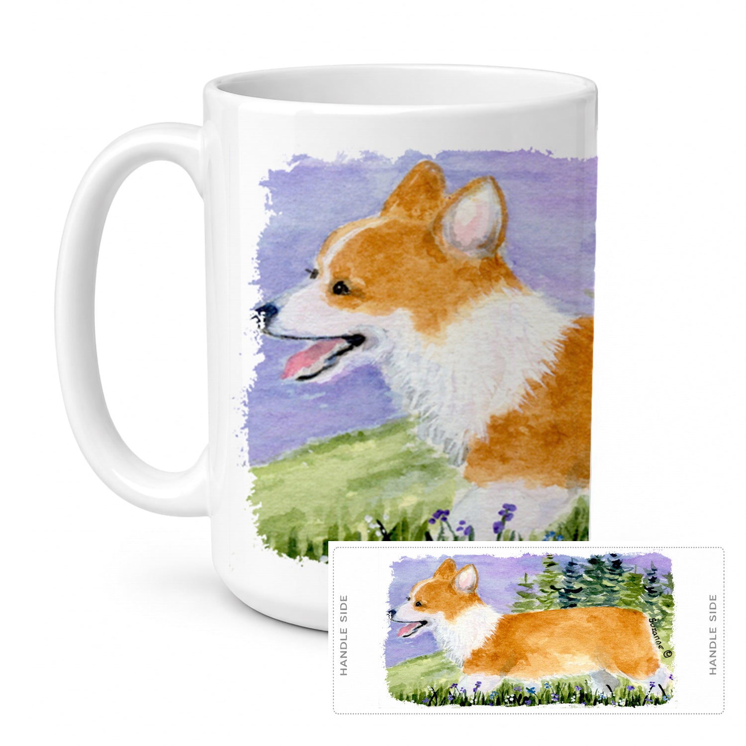 Corgi Ceramic Coffee Mug 15 oz Decorative Large C Handle Mug Cup for Tea, Cocoa Hot Chocolate