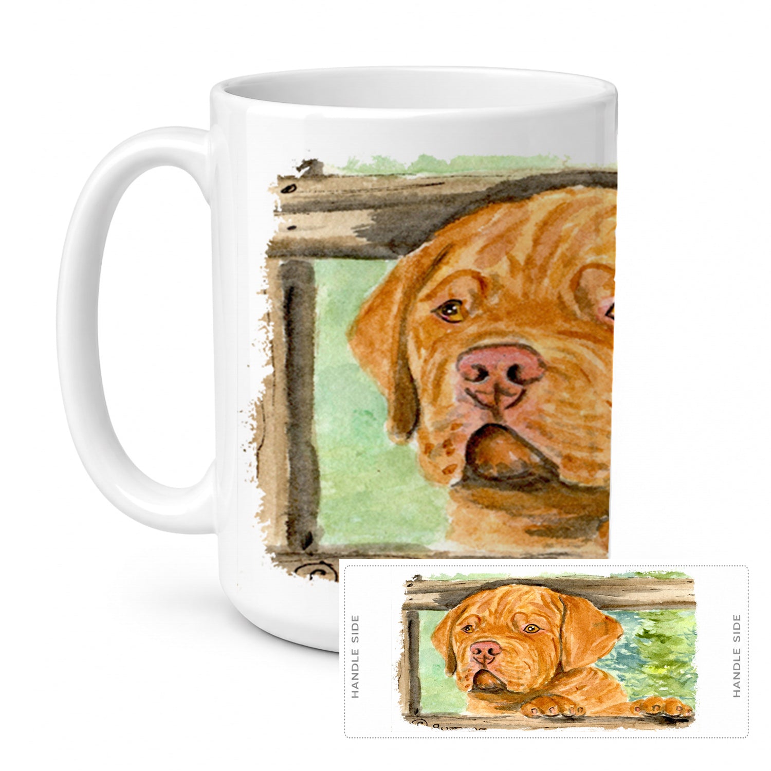 Dogue de Bordeaux Ceramic Coffee Mug 15 oz Decorative Large C Handle Mug Cup for Tea, Cocoa Hot Chocolate