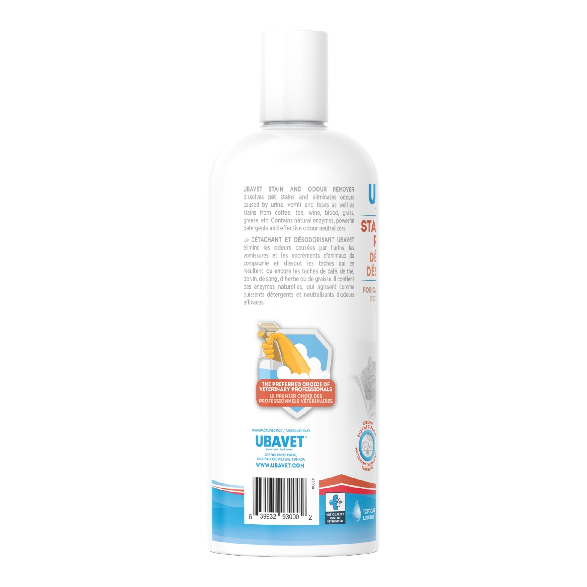 UBAVET Stain and Odor Remover for Dogs & Cats – Powerful Enzyme Cleaner – (16.9 fl oz / 500ml) - BIG FRENCHIES