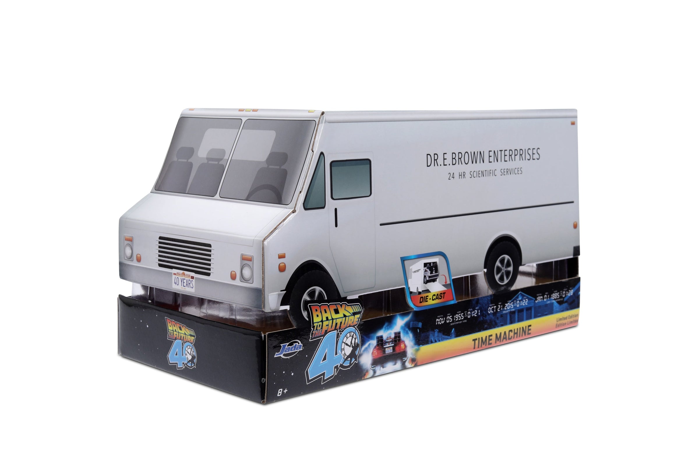 Back to the Future die-cast 1:24 scale 40th Anniversary "Hollywood Rides" light-up DeLorean Time Machine