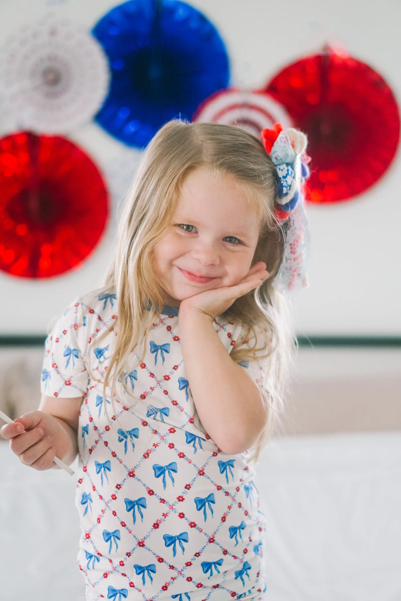 Red White & Bows 2pc Bamboo Pajamas - BIG FRENCHIES