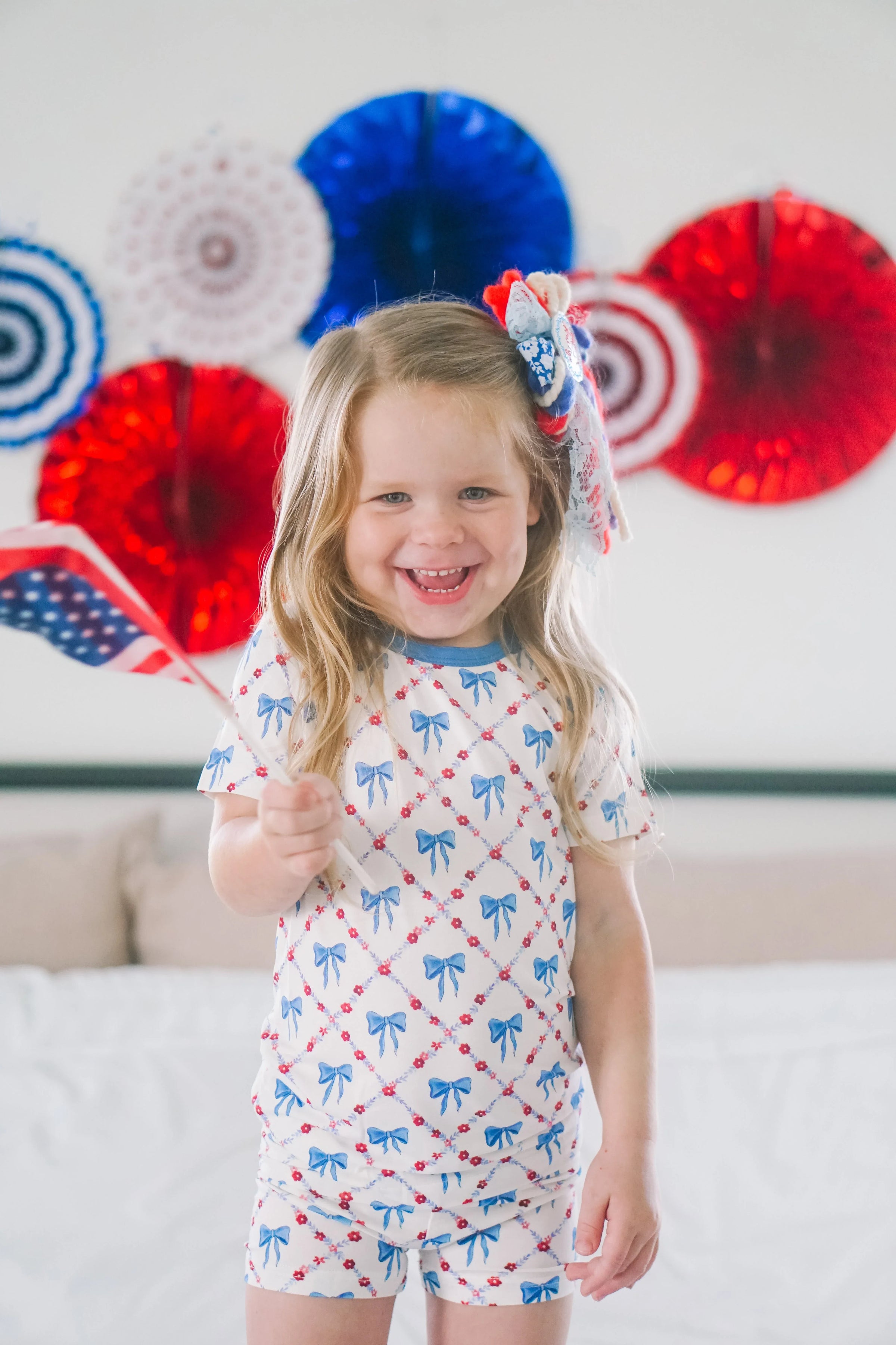 Red White & Bows 2pc Bamboo Pajamas - BIG FRENCHIES
