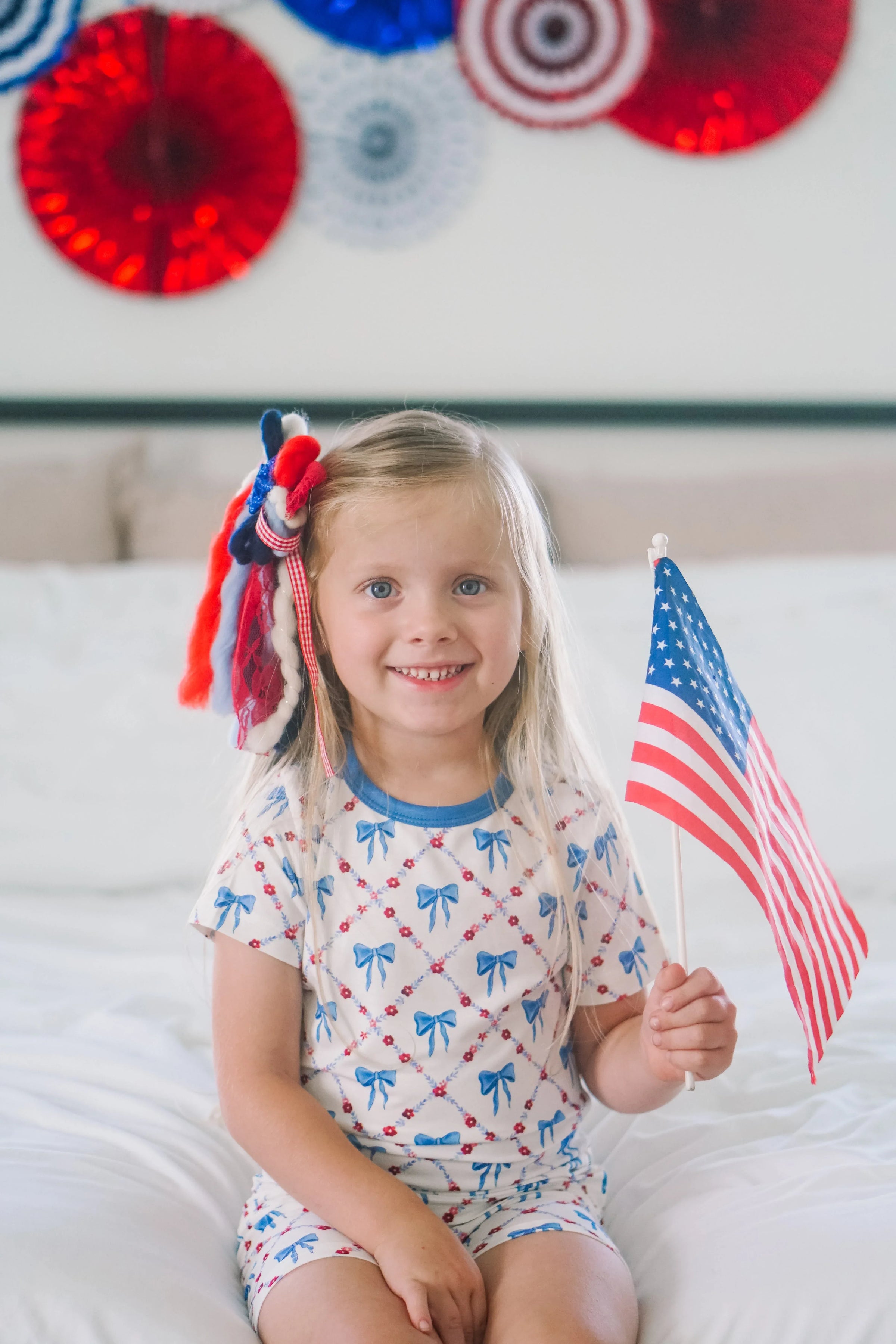 Red White & Bows 2pc Bamboo Pajamas - BIG FRENCHIES