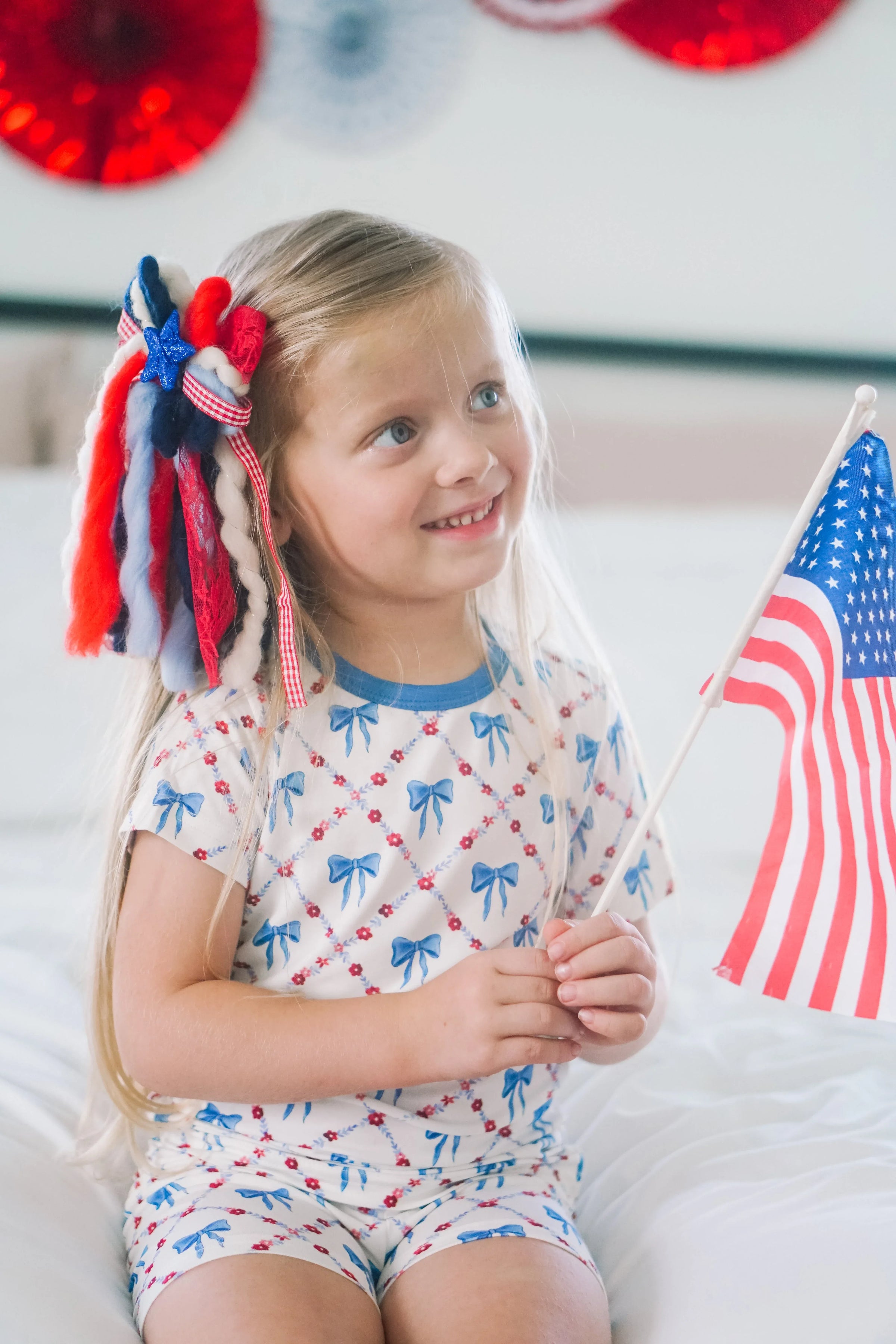 Red White & Bows 2pc Bamboo Pajamas - BIG FRENCHIES