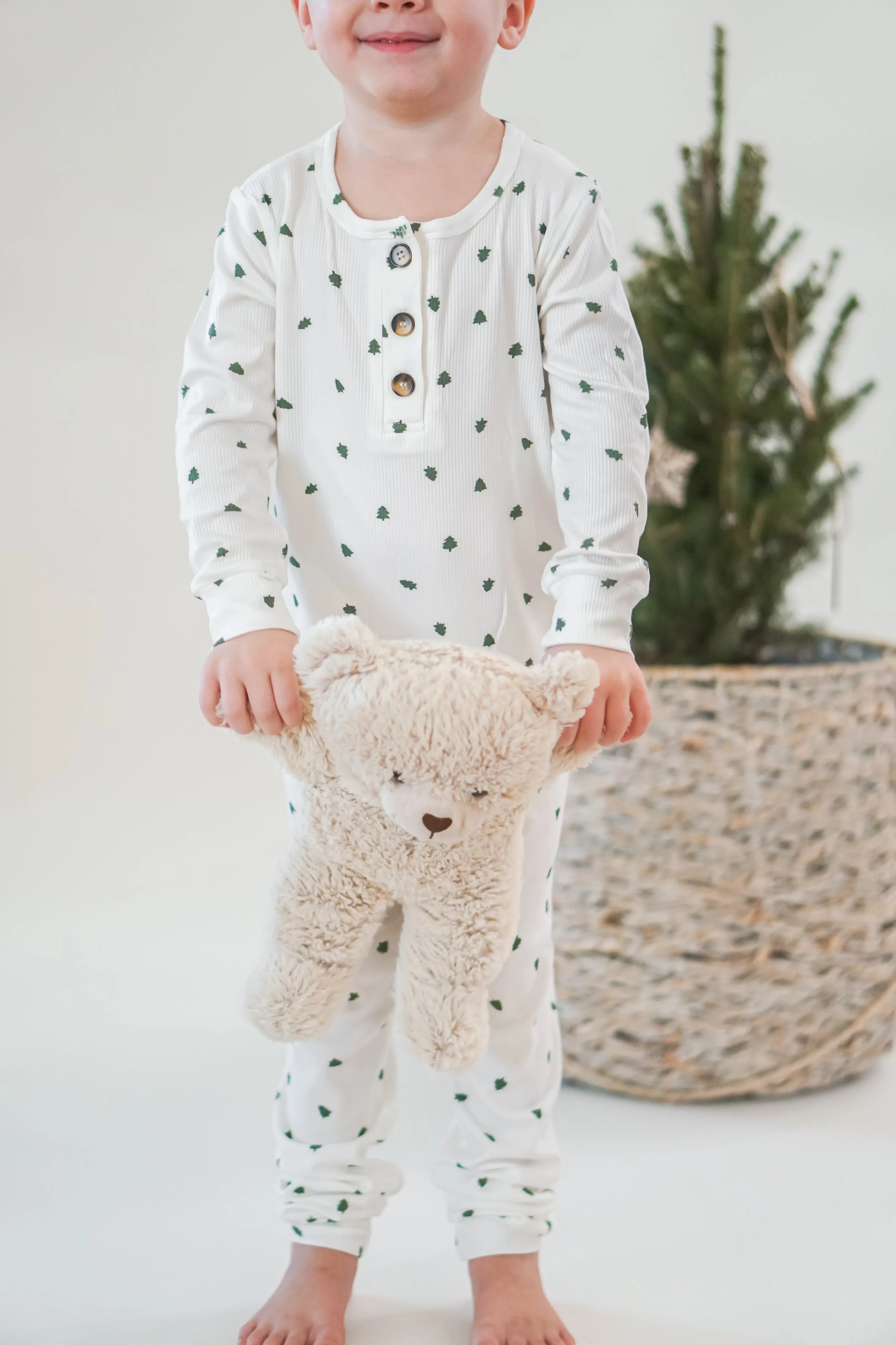 Tiny Trees Ribbed Bamboo 2pc Henley Pajamas - BIG FRENCHIES