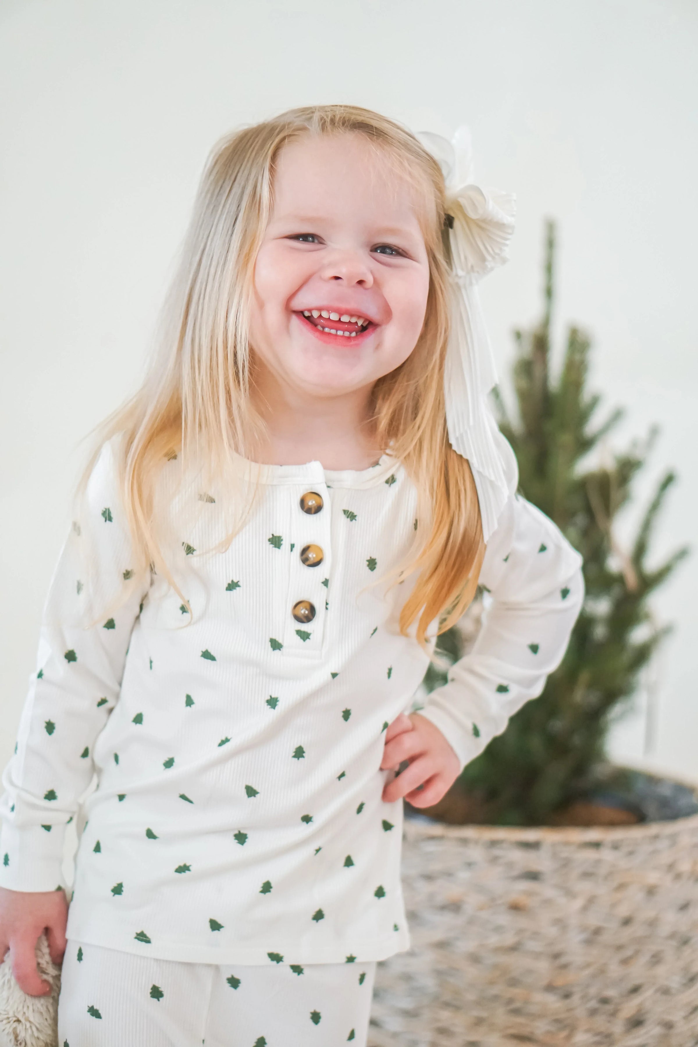 Tiny Trees Ribbed Bamboo 2pc Henley Pajamas - BIG FRENCHIES