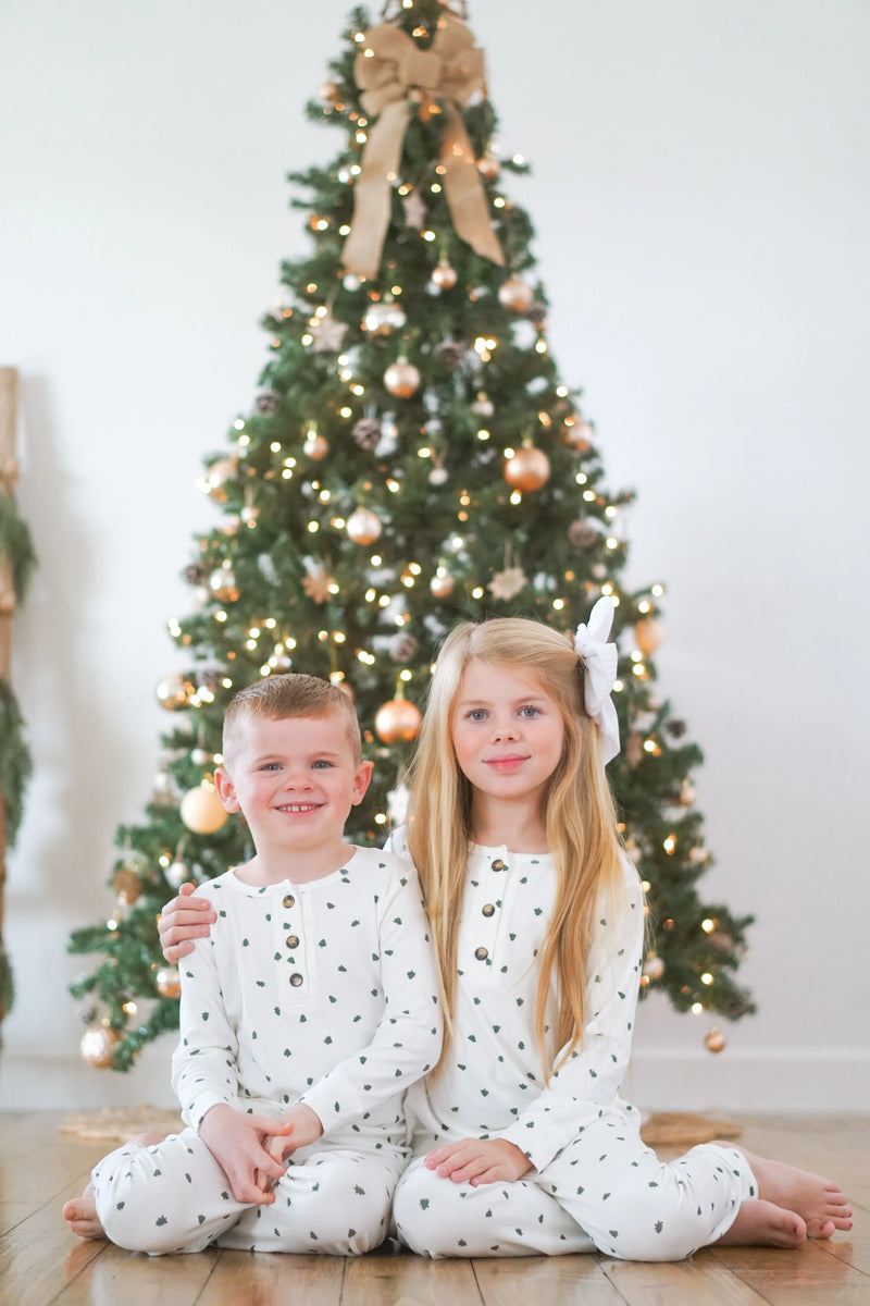 Tiny Trees Ribbed Bamboo 2pc Henley Pajamas - BIG FRENCHIES