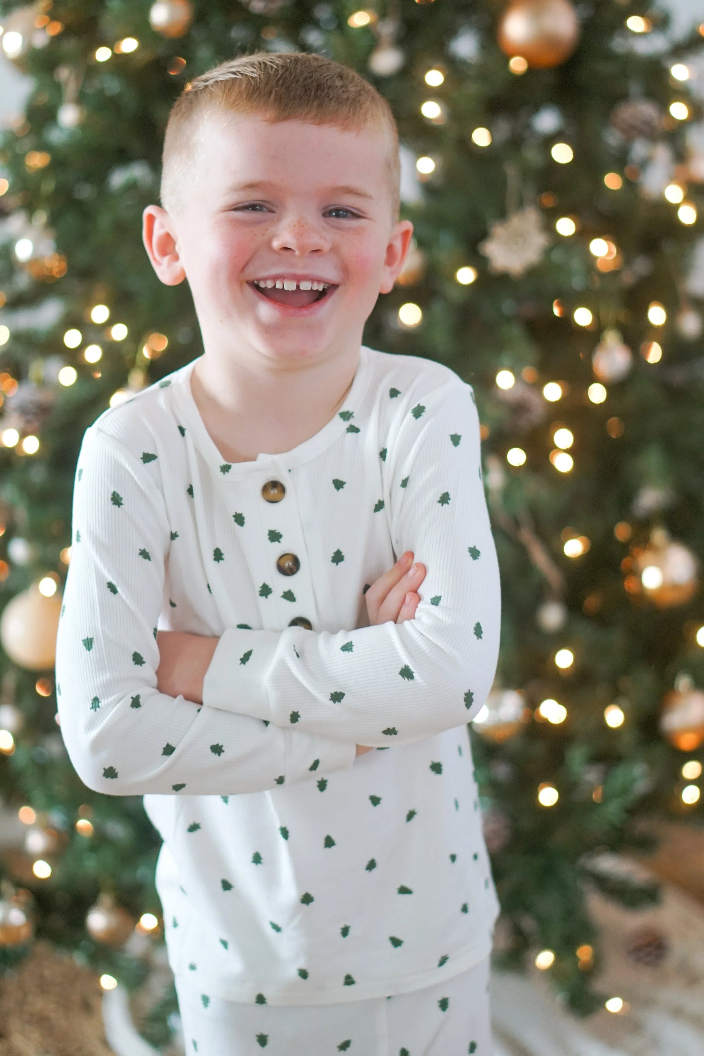 Tiny Trees Ribbed Bamboo 2pc Henley Pajamas - BIG FRENCHIES