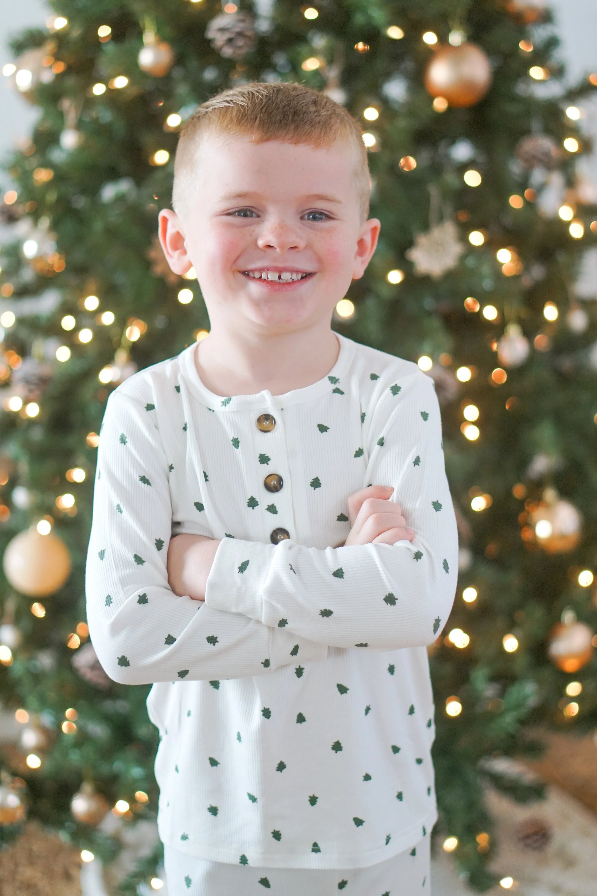 Tiny Trees Ribbed Bamboo 2pc Henley Pajamas - BIG FRENCHIES
